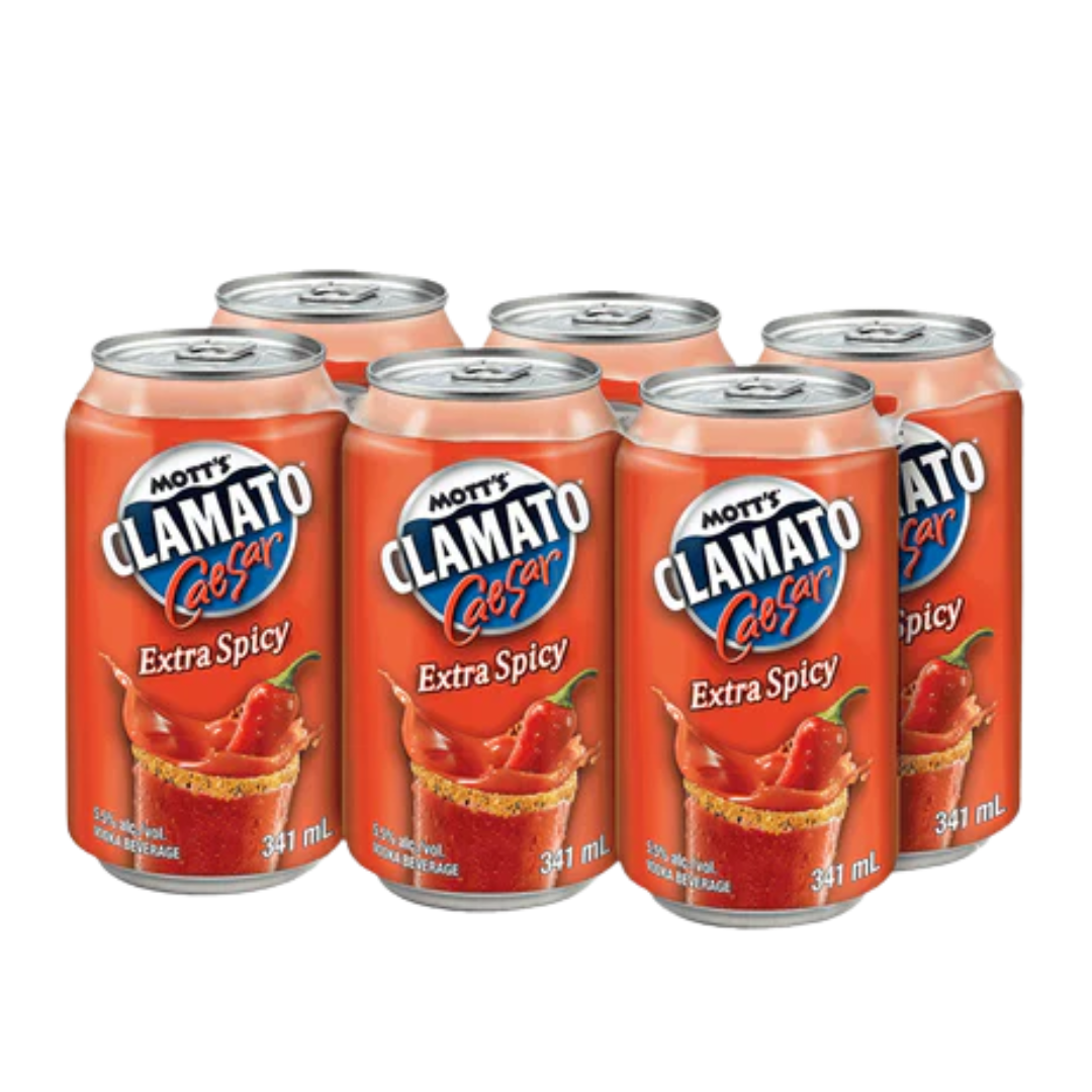 MOTT'S CLAMATO CAESAR EXTRA SPICY ( 6CANS)