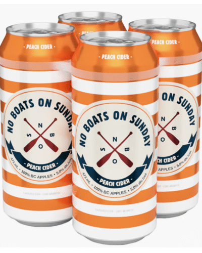NO BOATS ON SUNDAY PEACH CIDER 4 CANS
