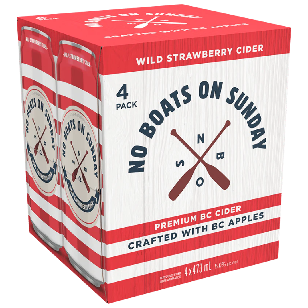 NO BOATS ON SUNDAY WILD STRAWBERRY CIDER 4 CANS